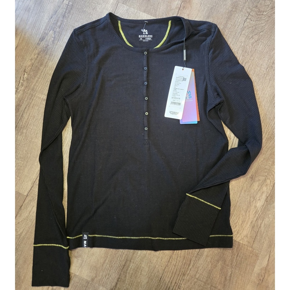 Magna Lens Black Ribbed Shirt Size M‎ Nwt